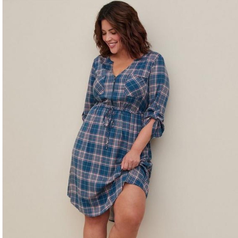 TORRID MINI CHALLIS ZIP-FRONT SHIRT DRESS NWTS